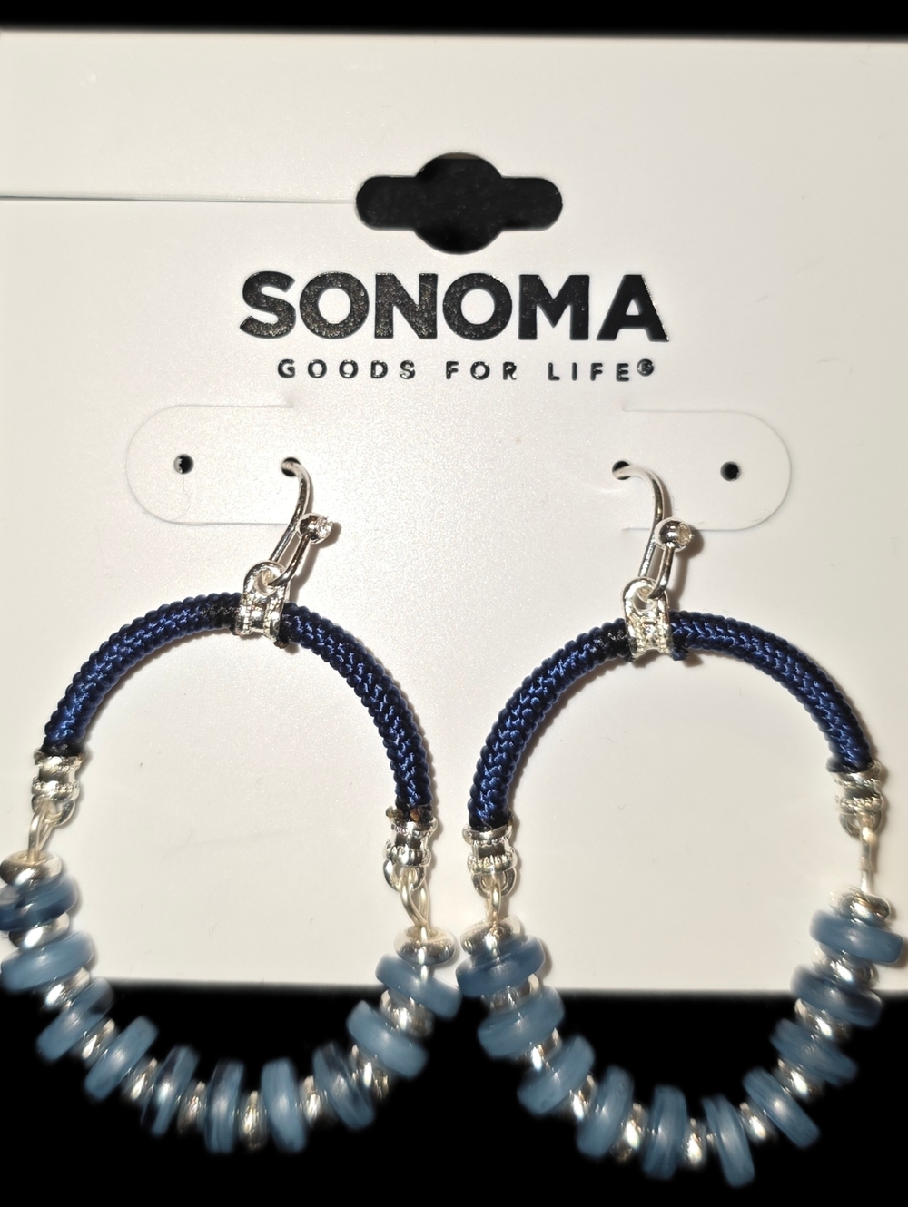 Navy and Light Blue Hoop Earrings